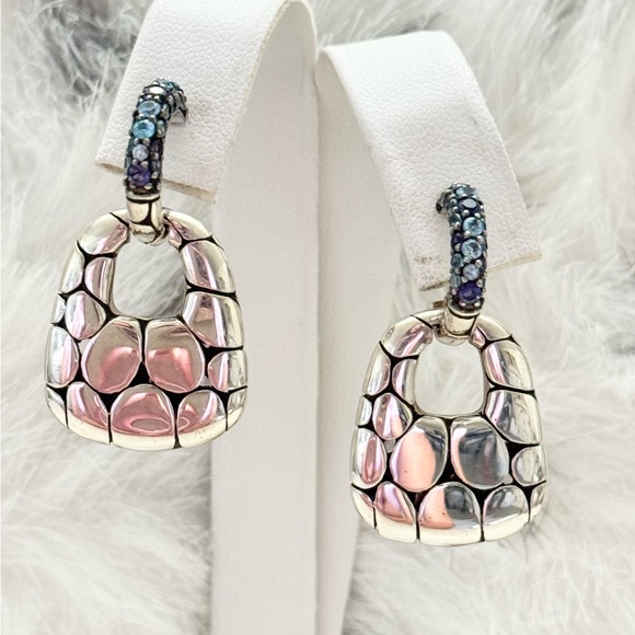 John Hardy Jewelry - John Hardy .925 Kali Lava Fire Iolite Blue Topaz Door Knocker Dangle Earrings